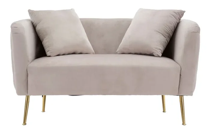 Divanetto Bucarest Grigio 127x74x73 cm Legno e Spugna e Tessuto e Metallo Grigio e Oro - immagine 2