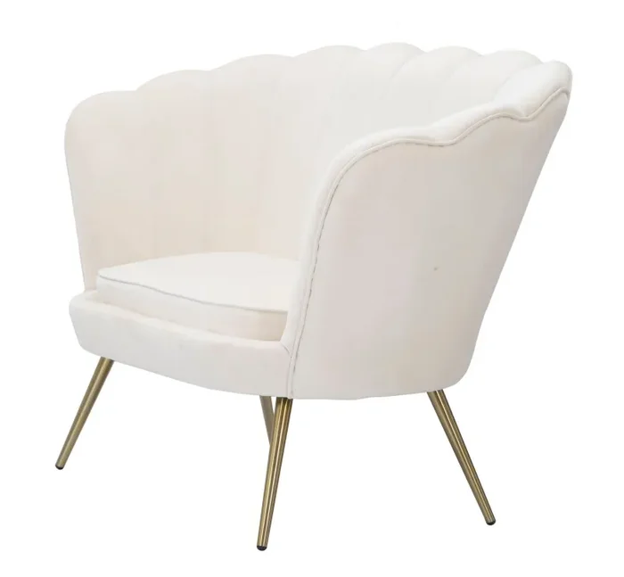 Divanetto Vienna Crema 130x74x84 cm Spugna e Tessuto e Metallo Bianco e Oro - immagine 3