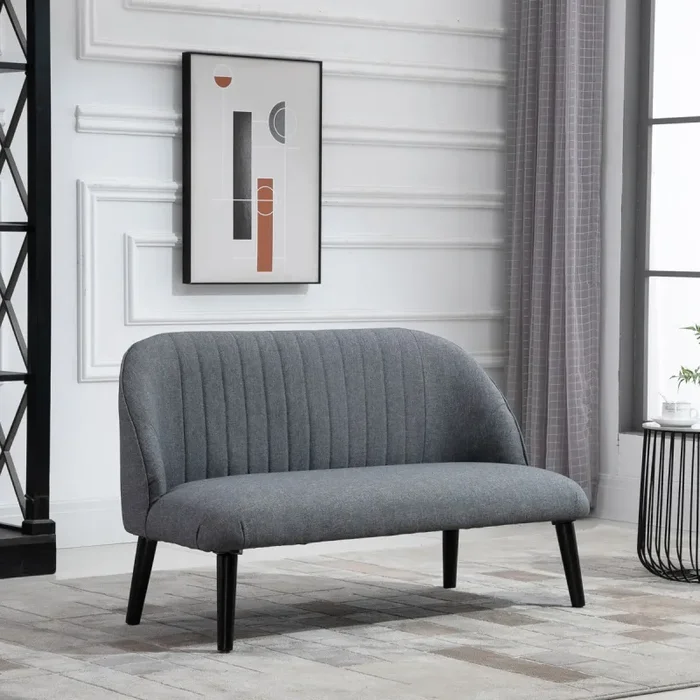 Divano 2 Posti 114x57x70 cm in Tessuto Grigio - immagine 2