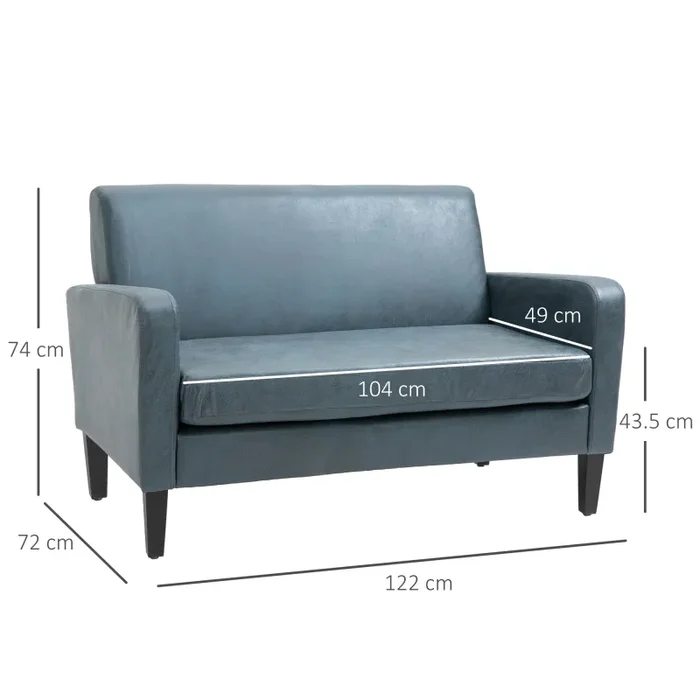 Divano 2 Posti 122x72x74 cm in Tessuto Grigio-Azzurro - immagine 3