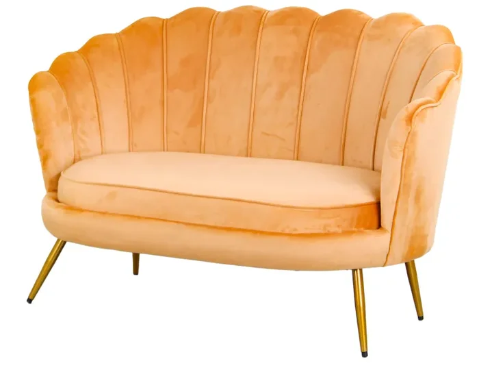 Divano 2 Posti 128×85 cm in Velluto Caramello