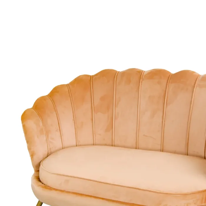 Divano 2 Posti 128×85 cm in Velluto Caramello - immagine 2