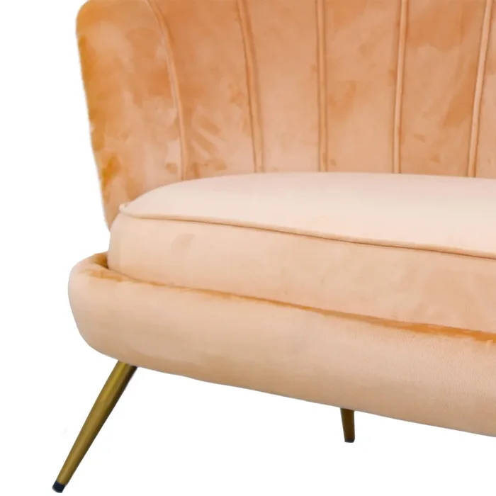 Divano 2 Posti 128×85 cm in Velluto Caramello - immagine 3