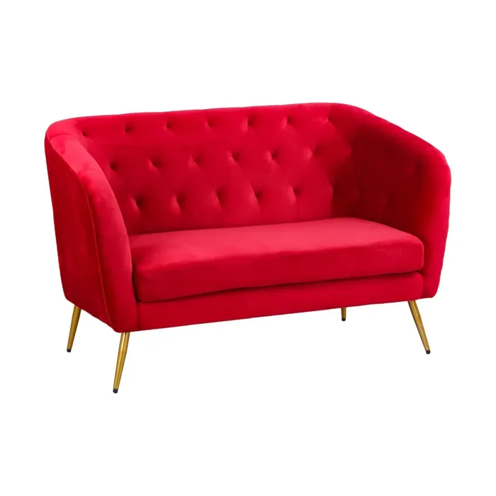 Divano 2 Posti 135×82 cm in Velluto Rubino - immagine 2