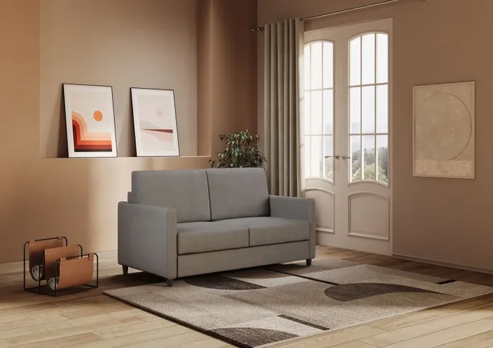 Divano 2 Posti 138x85x85 cm Karay in Tessuto Grigio - immagine 3