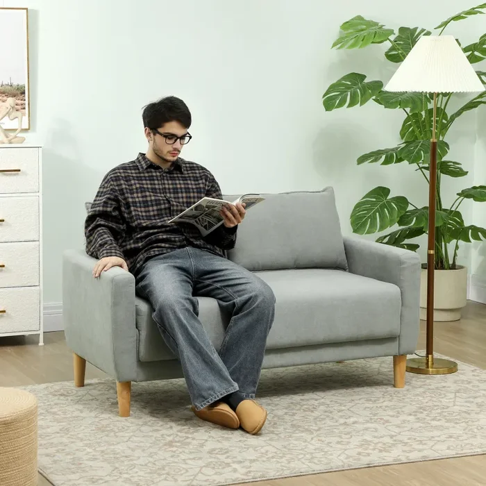 Divano 2 Posti 140x72x82 cm con Vano Contenitore Effetto Velluto Grigio - immagine 2