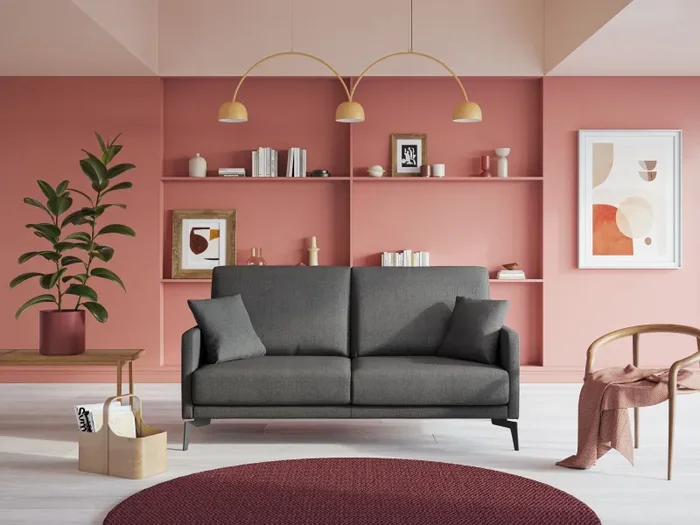 Divano 2 Posti 140x94x90 cm in Tessuto Antracite Fornitura - immagine 2