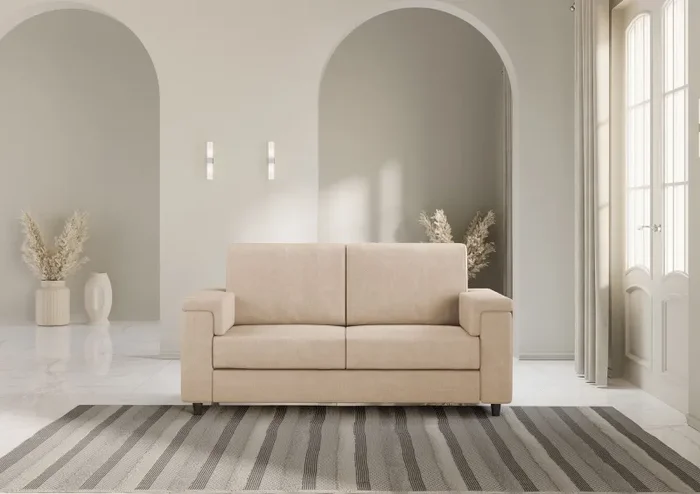 Divano 2 Posti 148x85x85 cm Marrak in Tessuto Beige - immagine 2