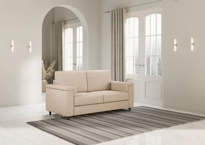 Divano 2 Posti 148x85x85 cm Marrak in Tessuto Beige - immagine 3