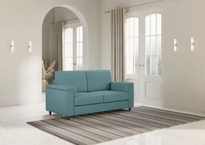 Divano 2 Posti 148x85x85 cm Marrak in Tessuto Petrolio - immagine 3