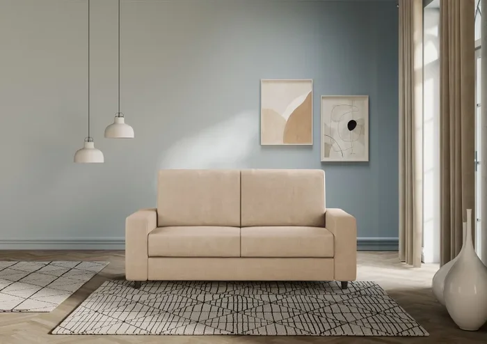 Divano 2 Posti 148x85x85 cm Sakar in Tessuto Beige - immagine 2