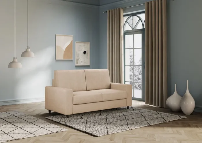 Divano 2 Posti 148x85x85 cm Sakar in Tessuto Beige - immagine 3