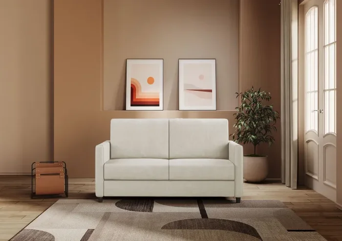 Divano 2 Posti 158x85x85 cm Karay in Tessuto Latte - immagine 2