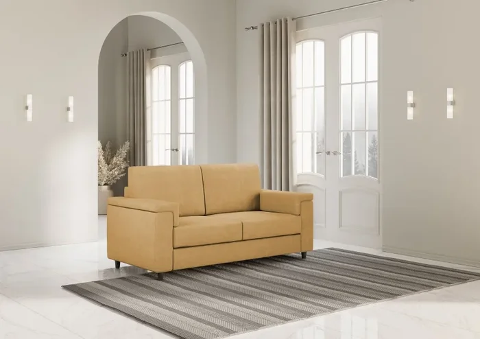 Divano 2 Posti 168x85x85 cm Marrak in Tessuto Ocra - immagine 3