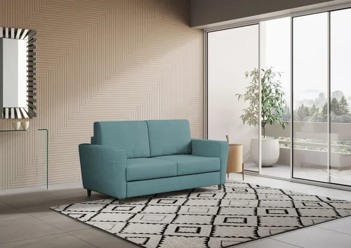 Divano 2 Posti 172x85x85 cm Yasel in Tessuto Petrolio - immagine 3