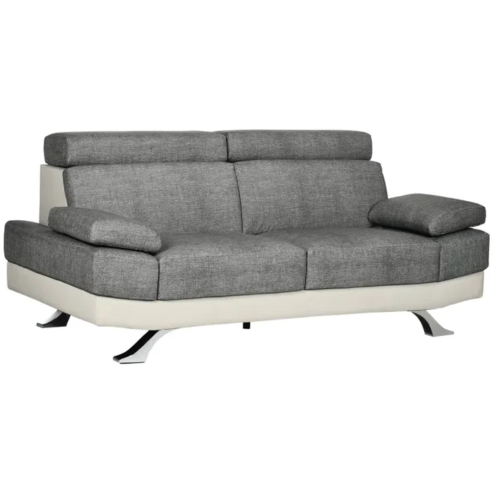Divano 2 Posti 189×96,5×84 cm in Similpelle Grigio