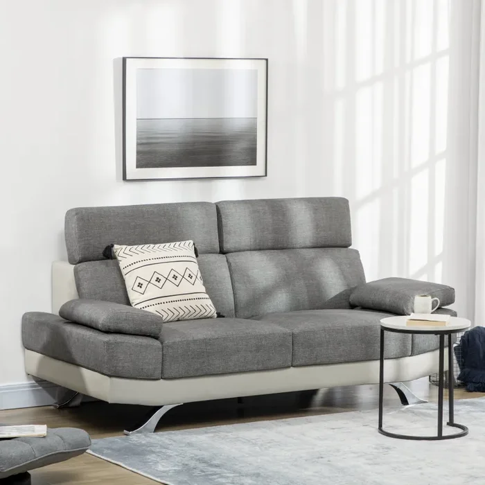 Divano 2 Posti 189×96,5×84 cm in Similpelle Grigio - immagine 2