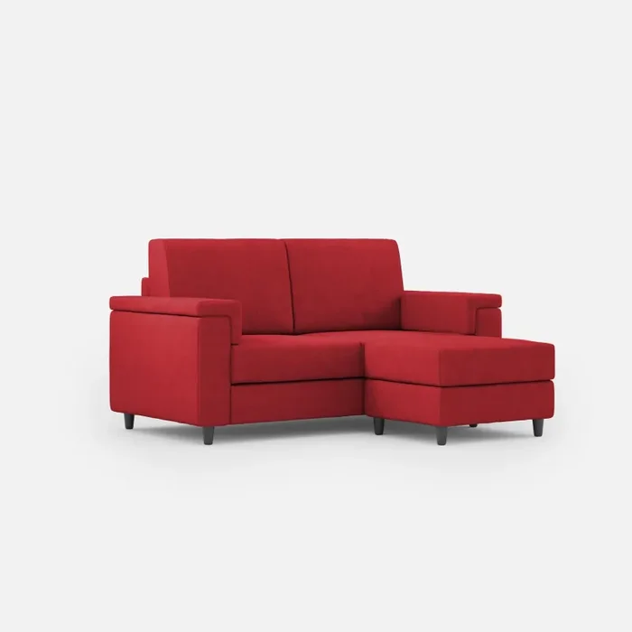 Divano 2 Posti con Pouf 148x155x85 cm Marrak in Tessuto Rosso Online ora
