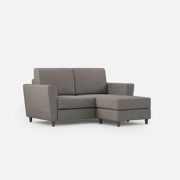 Divano 2 Posti con Pouf 152x155x85 cm Yasel in Tessuto Grigio Online