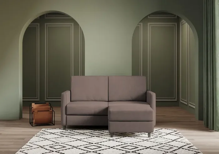 Divano 2 Posti con Pouf 158x145x85 cm Karay in Tessuto Talpa Online - immagine 2