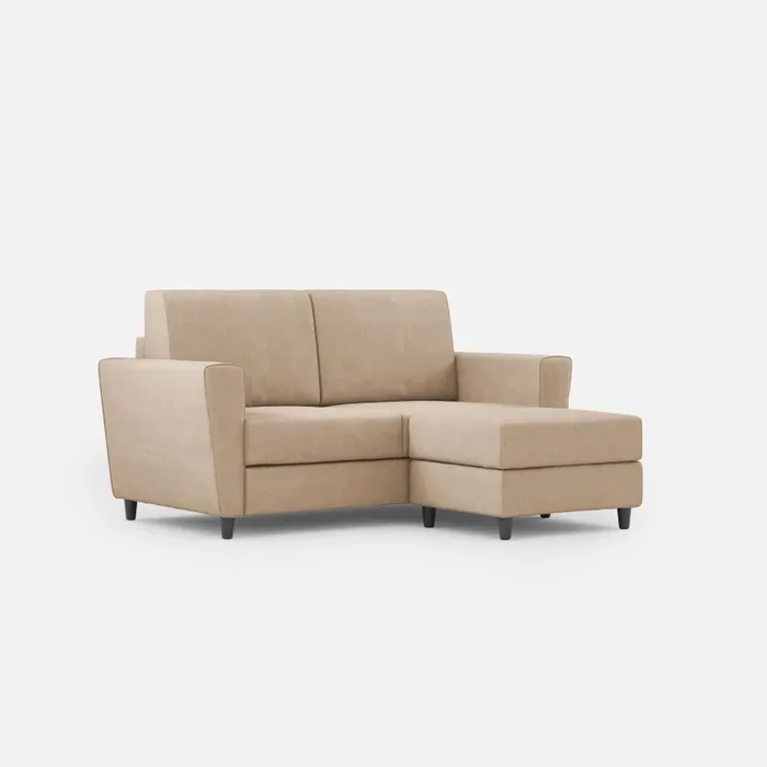 Divano 2 Posti con Pouf 172x145x85 cm Yasel in Tessuto Beige