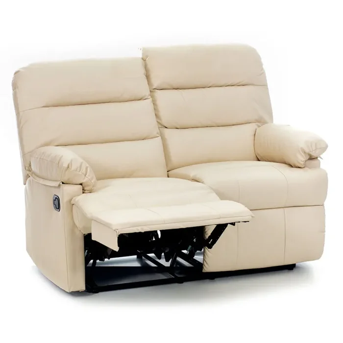 Divano 2 Posti Reclinabile Manuale in Similpelle Mara Crema - immagine 2