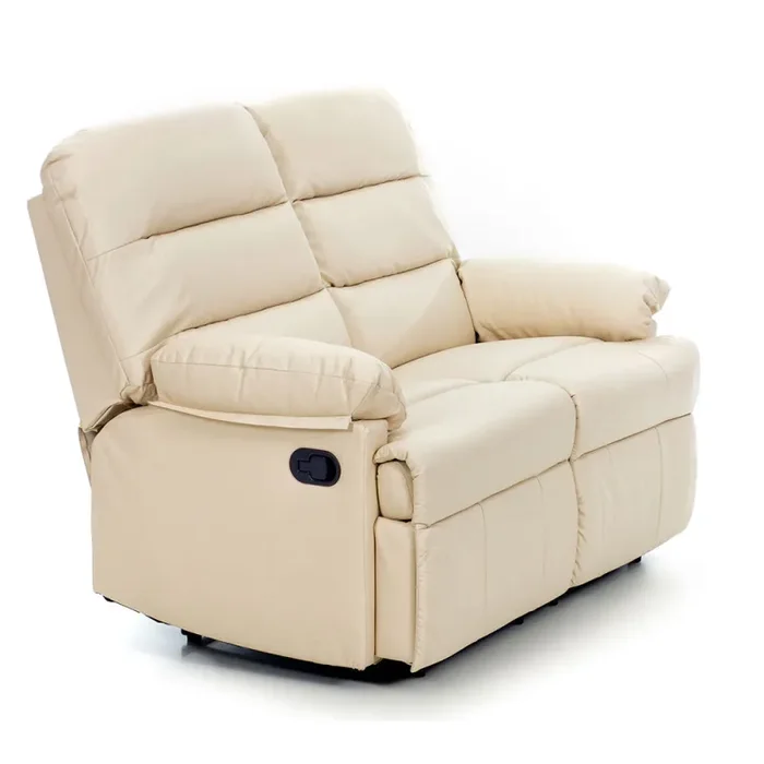 Divano 2 Posti Reclinabile Manuale in Similpelle Mara Crema - immagine 3