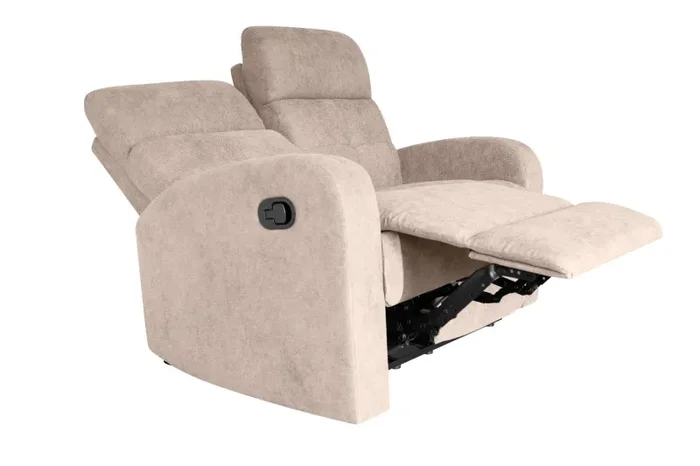 Divano 2 Posti Recliner con Poggiapiedi 130x85x100 cm in Tessuto Beige - immagine 2