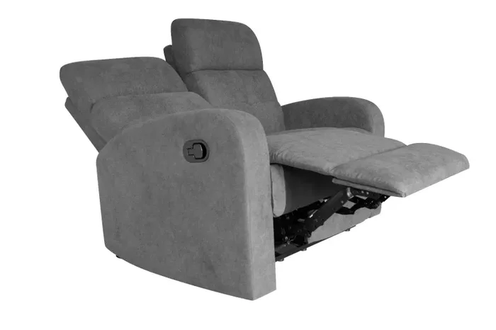 Divano 2 Posti Recliner con Poggiapiedi 130x85x100 cm in Tessuto Grigio - immagine 2