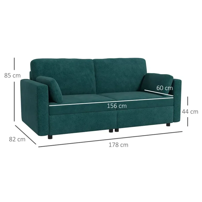 Divano 3 Posti 178x82x85 cm in Velluto Verde Scuro - immagine 3