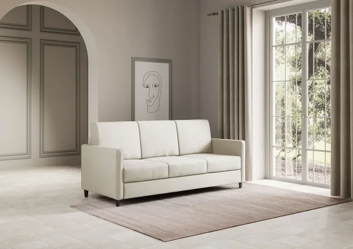 Divano 3 Posti 198x85x85 cm Karay in Tessuto Latte - immagine 3