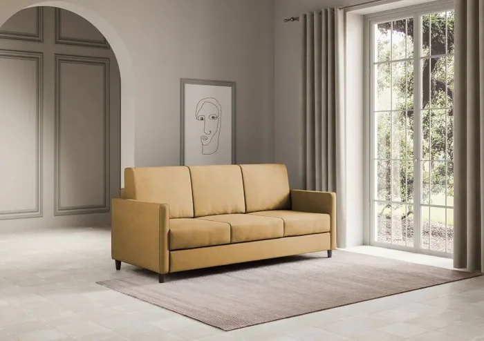 Divano 3 Posti 198x85x85 cm Karay in Tessuto Ocra - immagine 3