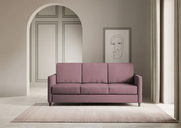 Divano 3 Posti 198x85x85 cm Karay in Tessuto Prugna - immagine 2