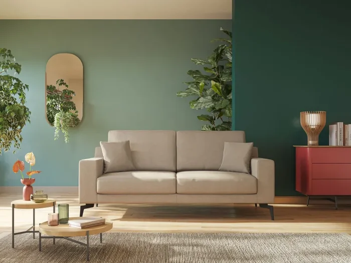 Divano 3 Posti 206x95x91 cm in Tessuto Marrone - immagine 2