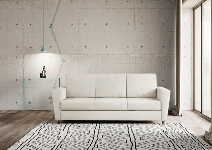 Divano 3 Posti 212x85x85 cm Yasel in Tessuto Latte - immagine 2