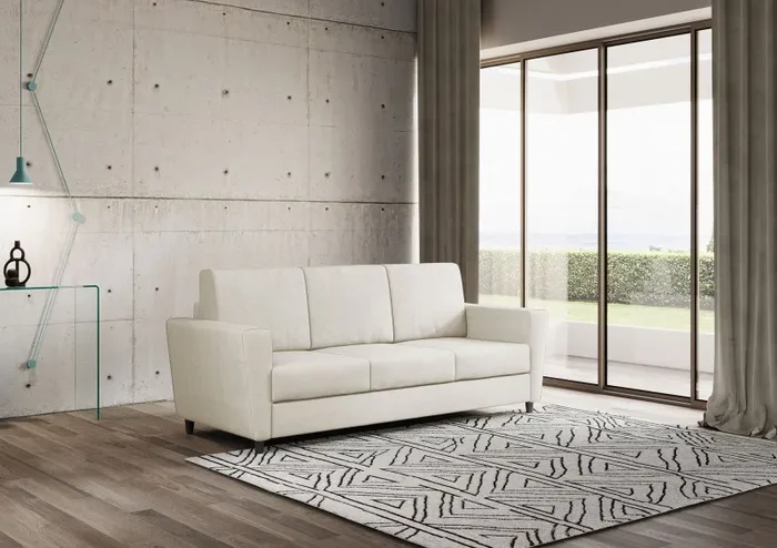 Divano 3 Posti 212x85x85 cm Yasel in Tessuto Latte - immagine 3