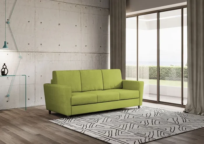 Divano 3 Posti 212x85x85 cm Yasel in Tessuto Verde - immagine 3