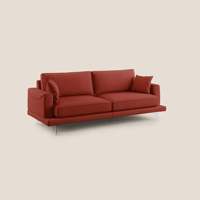 Divano 3 Posti 218x88x93 cm in Tessuto Rosso