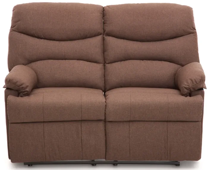 Divano Divanetto 2 Posti con Reclinatore Manuale in Tessuto Karol Marrone - immagine 2