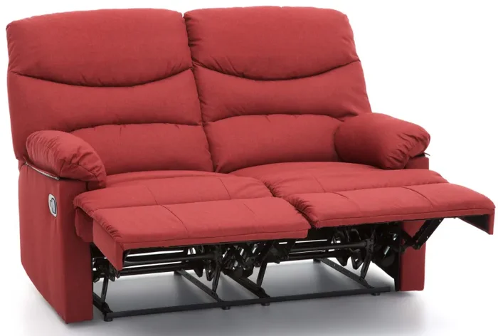 Divano Divanetto 2 Posti con Reclinatore Manuale in Tessuto Karol Rosso - immagine 3