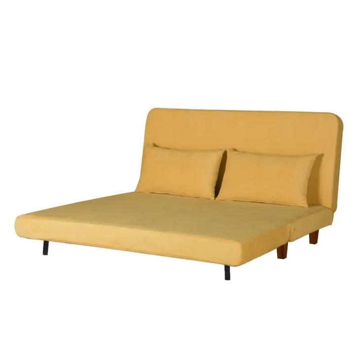 Divano Letto 2 Posti 146x91x82cm in Tessuto Giallo - immagine 3