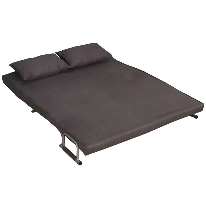 Divano Letto 2 Posti 153x69x82 cm in Tessuto con Cuscini Grigio - immagine 2