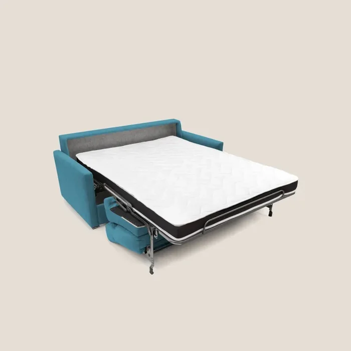 Divano Letto 2 Posti 156x102x97 cm in Tessuto Azzurro - immagine 2