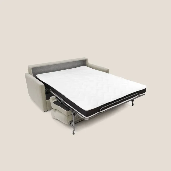 Divano Letto 2 Posti 156x102x97 cm in Tessuto Panna Fornitura - immagine 2