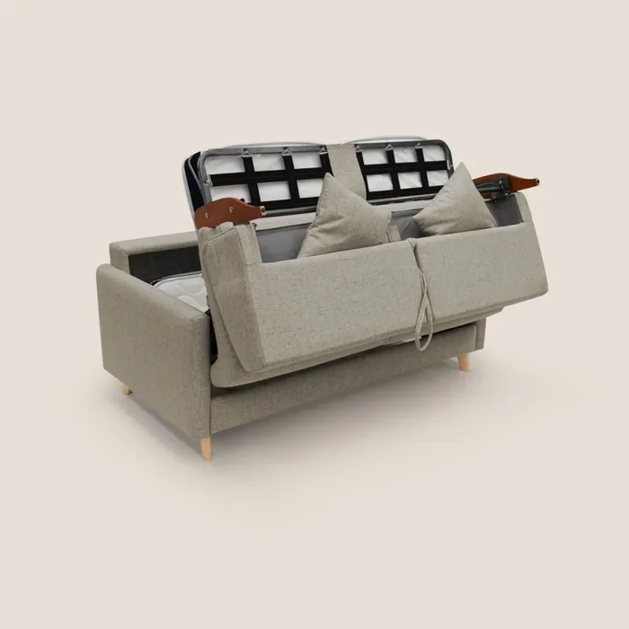 Divano Letto 2 Posti 160x94x97 cm in Tessuto Marrone - immagine 3