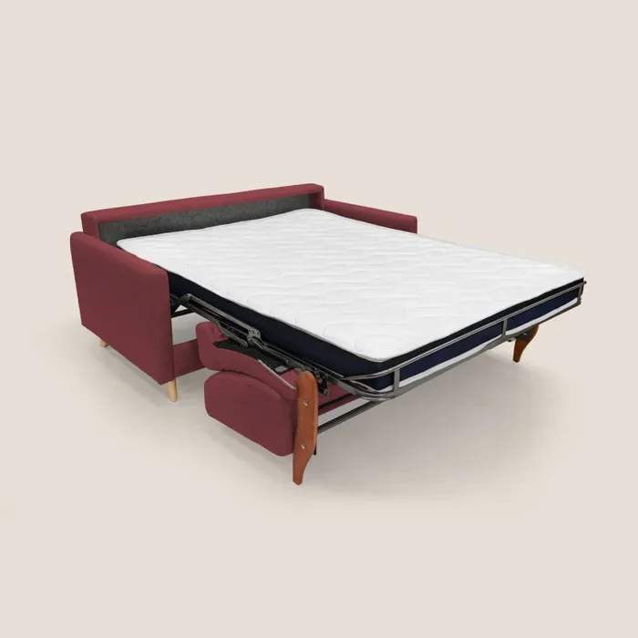 Divano Letto 2 Posti 160x94x97 cm in Tessuto Rosso - immagine 2