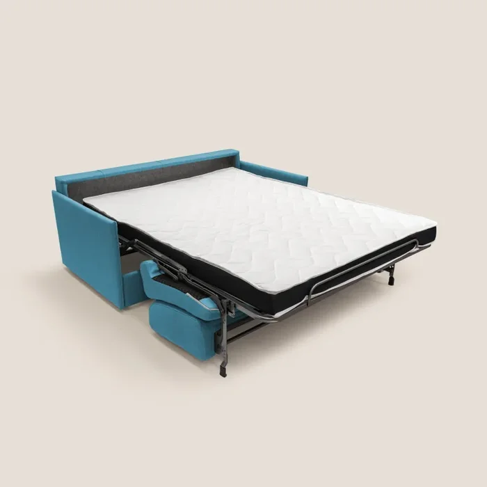 Divano Letto 2 Posti 169x90x96 cm in Tessuto Azzurro - immagine 2