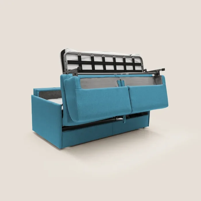 Divano Letto 2 Posti 169x90x96 cm in Tessuto Azzurro - immagine 3