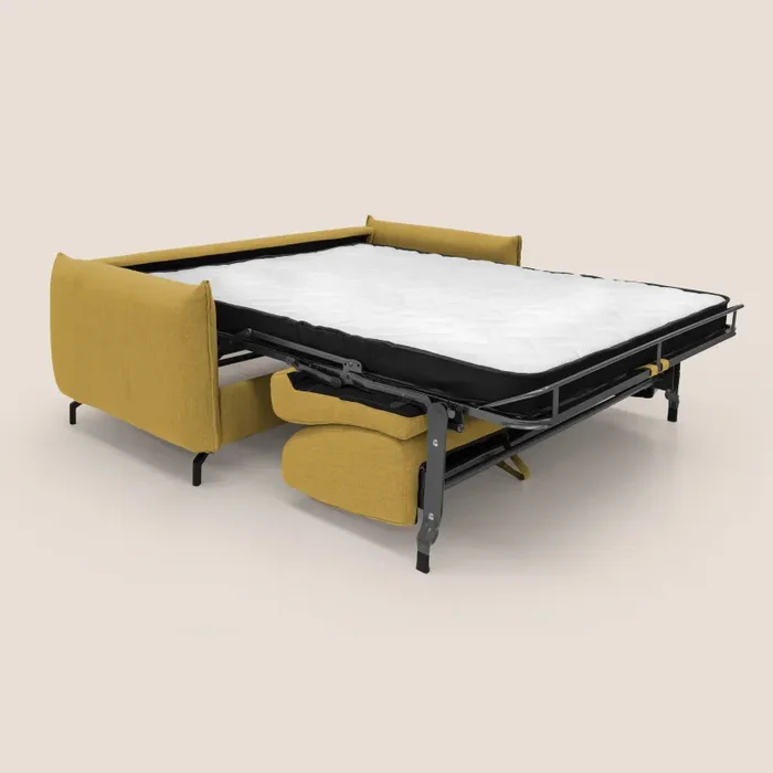 Divano Letto 2 Posti 175x95x96 cm in Tessuto Giallo - immagine 2