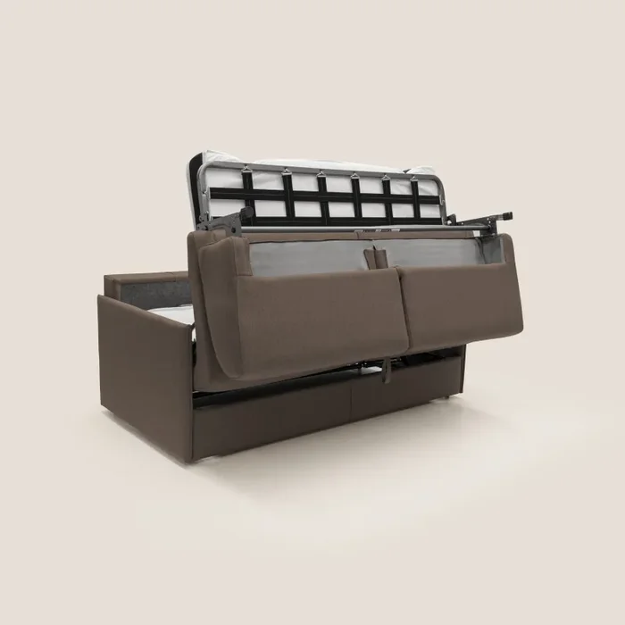 Divano Letto 3 Posti 189x96x96 cm Evans in Tessuto Marrone Sconti - immagine 3